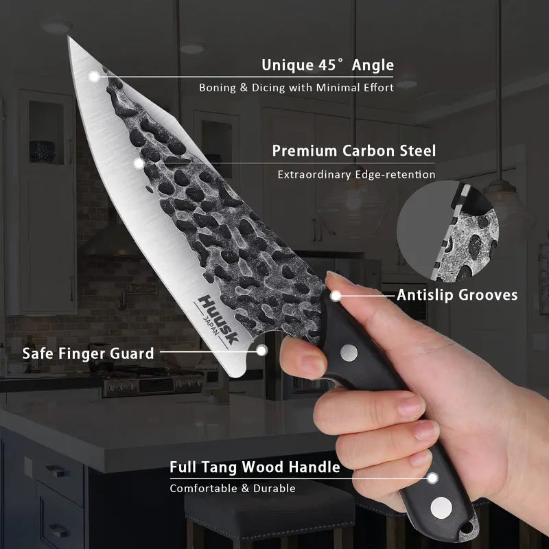 Huusk Chef Knife - High Carbon Steel Viking Boning Knife with Sheath