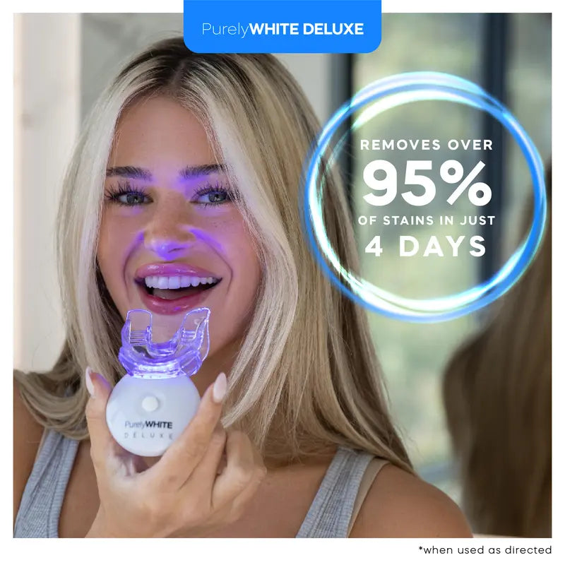 Purelywhite Teeth Whitening Kit | Advanced 10X LED Light, Instant Whitening, Stain Remover