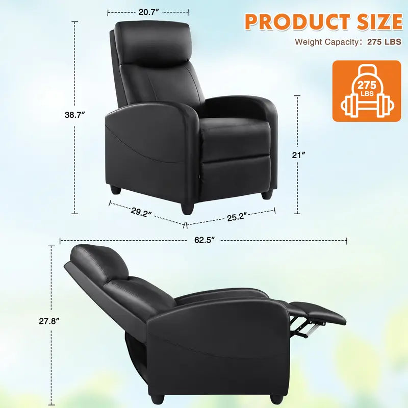 【Deals for You Days】Sweetfurniture Recliner Chair for Living Room, Massage Recliner Chair Winback Single Sofa Home Theater Chairs Adjustable Modern Reclining Chair with Padded Seat Backrest for Adults