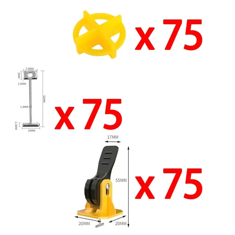 Floor Tile Leveling System Clips Set - Professional Tile Leveler Kit for Flat Ceramic Wall Construction