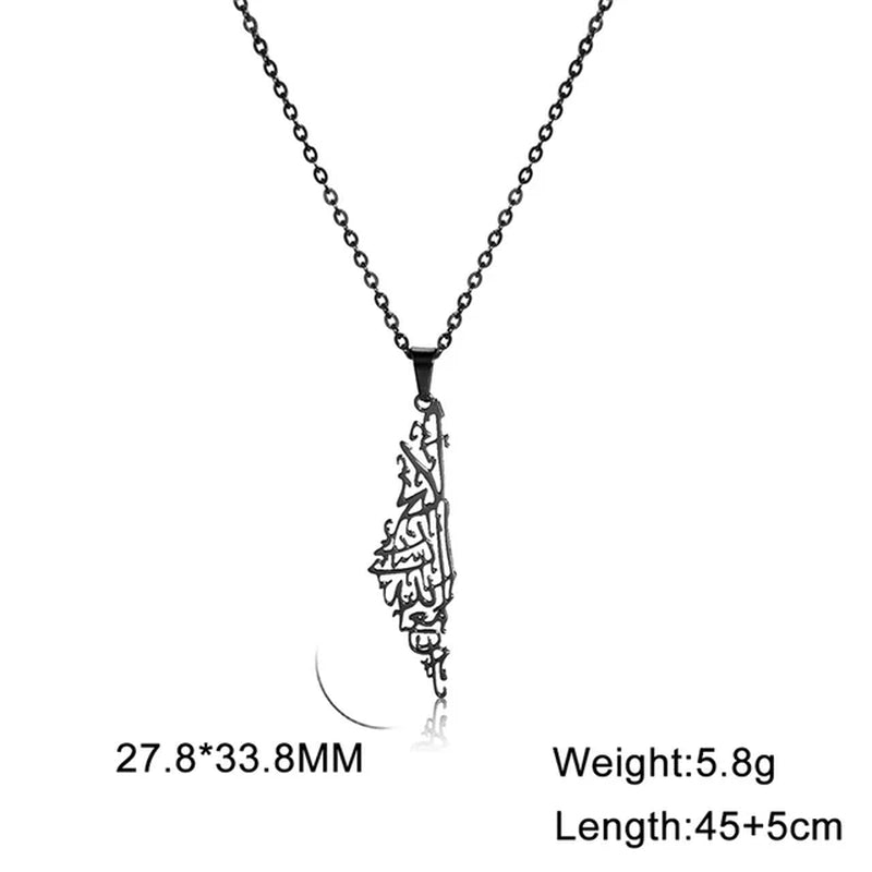 Palestine Map Pendant Necklaces for Women Men Stainless Steel Hollow Map Necklace Choker Chain Male Jewelry Wholesale