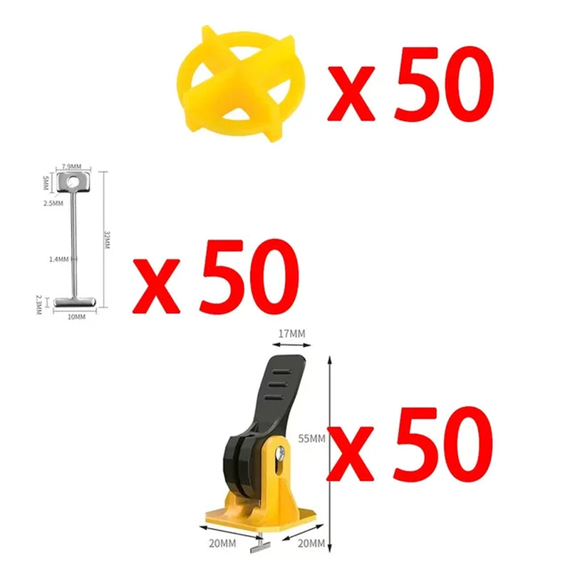 Floor Tile Leveling System Clips Set - Professional Tile Leveler Kit for Flat Ceramic Wall Construction