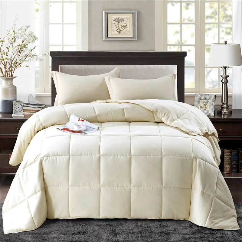 Luxury 3-Piece Down Alternative Comforter Set with Two Shams - All-Season Reversible Comforter