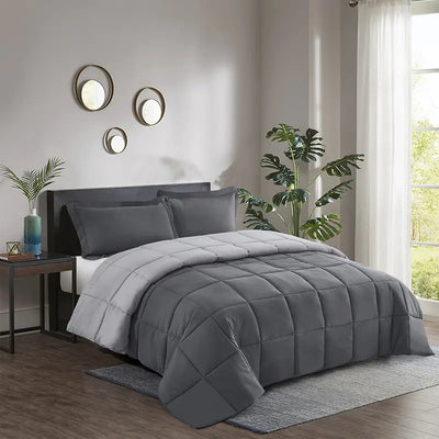 Luxury 3-Piece Down Alternative Comforter Set with Two Shams - All-Season Reversible Comforter