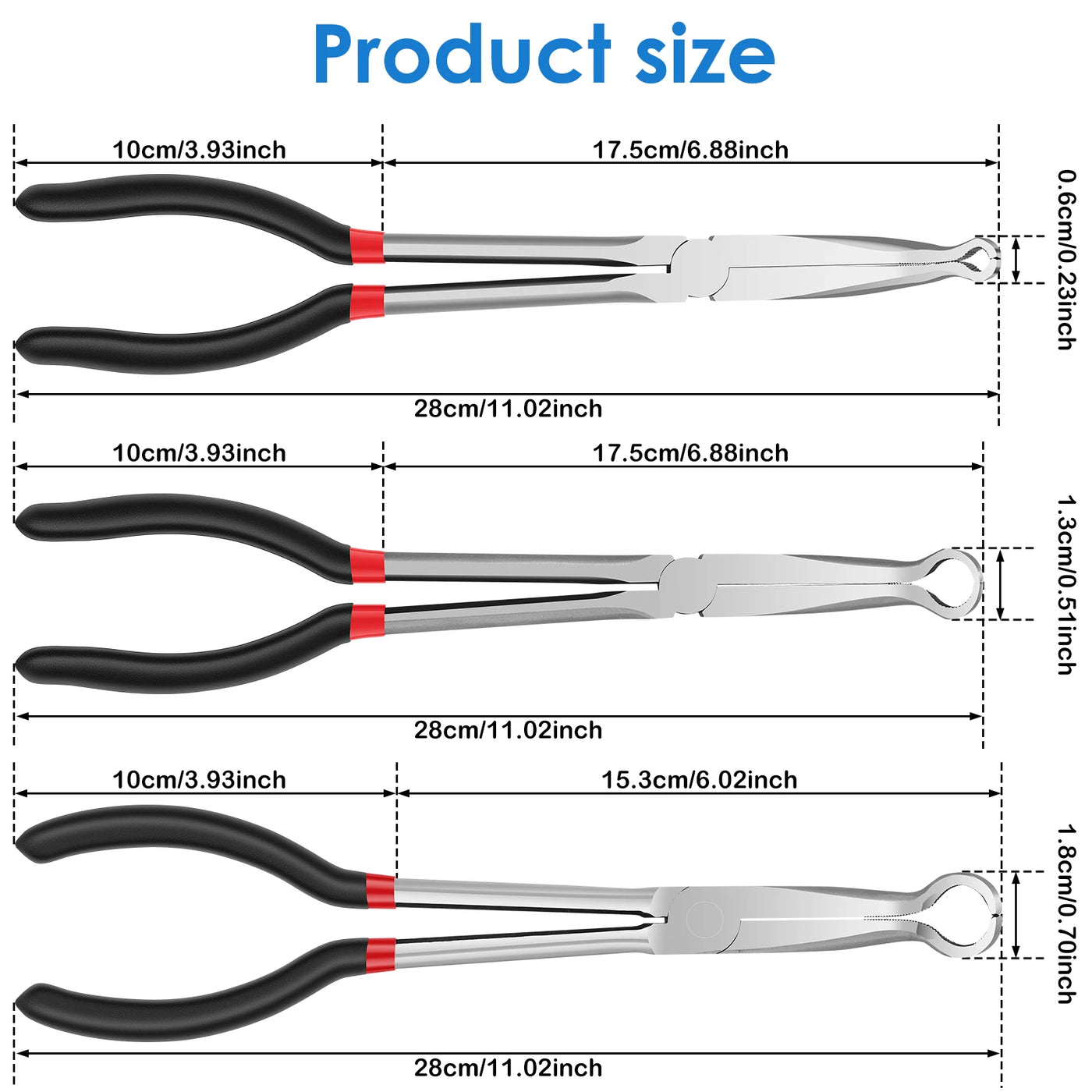 Carbon Steel Hose Gripper Plier Set with Long Handle for Spark Plug and Radiator Hose Clamp Removal