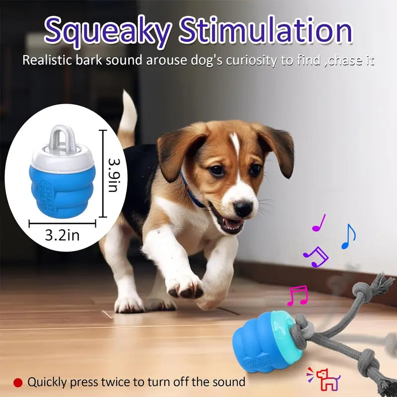 Motion Activated Interactive Dog Toy for Daily Training - Squeaky Rolling Wicked Ball (Blue)