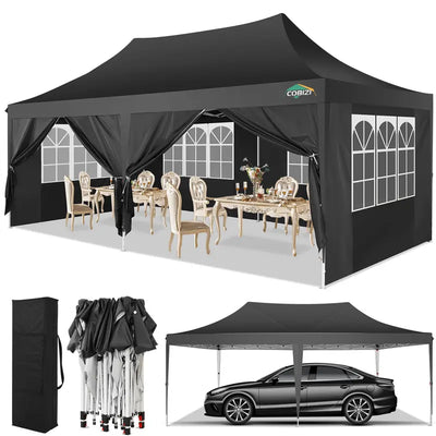 10X20 Pop-Up Canopy Tent with Removable Sidewalls - Water and Windproof, Easy Setup