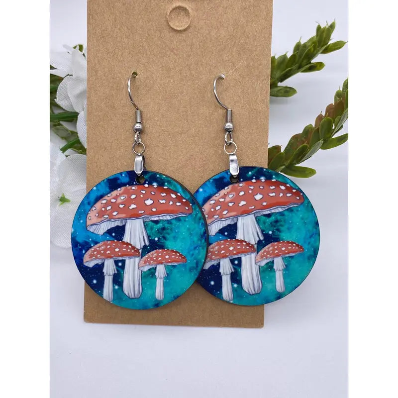 Mushroom Forest Earrings. Shroom Earrings. Unique Jewelery, Fairy Garden