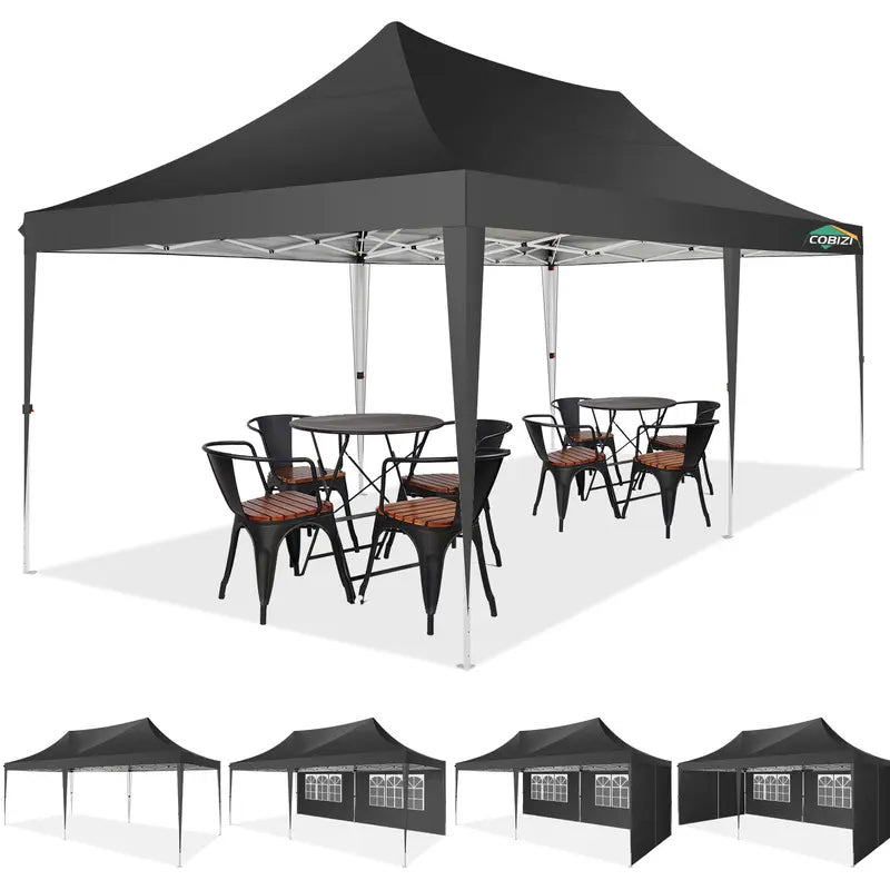 10X20 Pop-Up Canopy Tent with Removable Sidewalls - Water and Windproof, Easy Setup