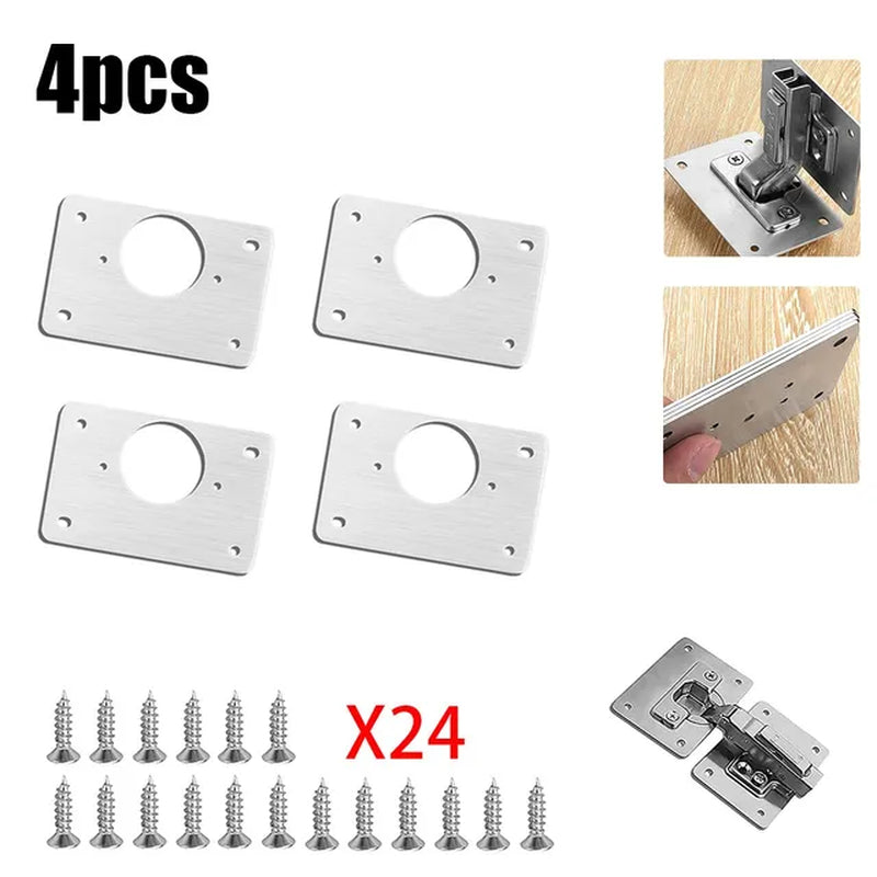 Kitchen Cupboard Door Hinge Repair Plate Kit with Mounting Plate and Fixing Brackets