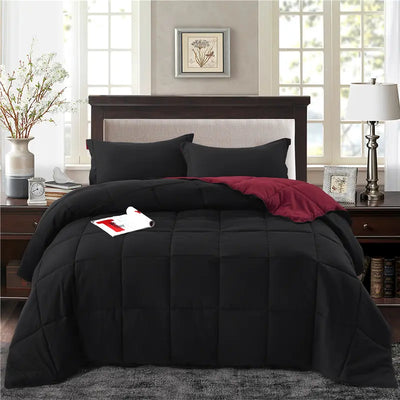 Luxury 3-Piece Down Alternative Comforter Set with Two Shams - All-Season Reversible Comforter