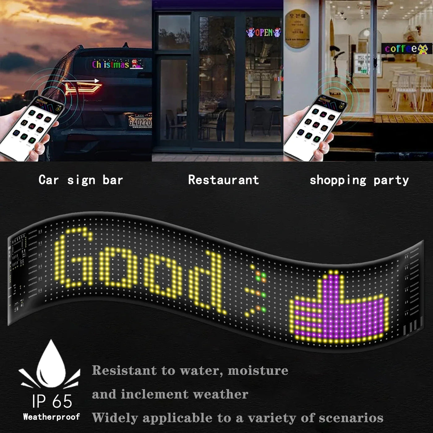 LED Matrix Pixel Panel for Car DIY RGB Lighting with Scrolling Text and Bluetooth APP Control