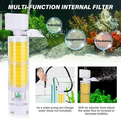 Hygger Power Aquarium Internal Filter Sponge Filter,Submersible Fish Tank Filter with Fish Impurity Separation Treatment Collection Box Filter, Filtration Oxygenation Circulation Adjustable Water Flow