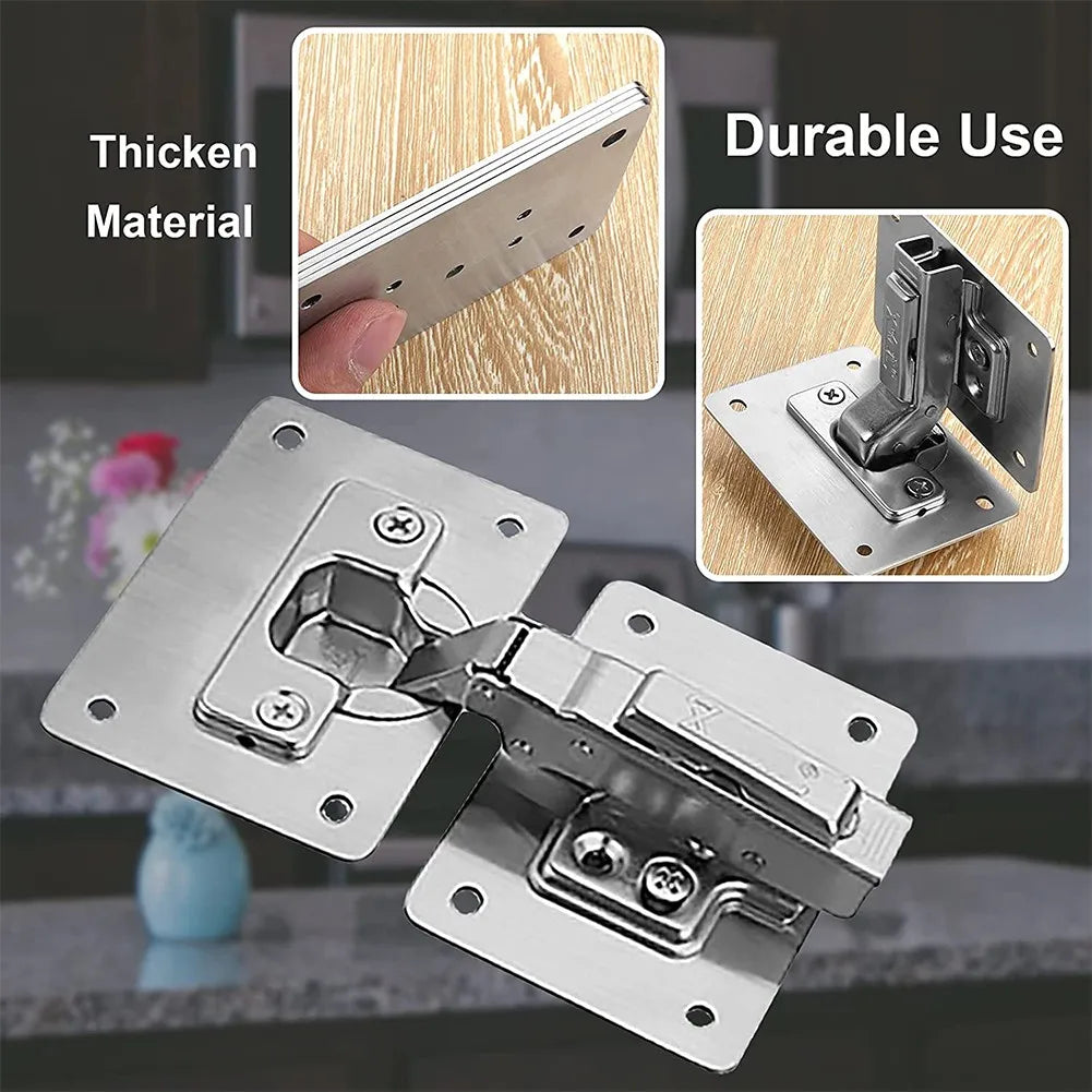 Kitchen Cupboard Door Hinge Repair Plate Kit with Mounting Plate and Fixing Brackets