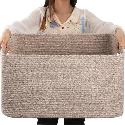 Large 80L Blanket Storage Basket with Handles - Laundry Hamper for Living Room - Toys, Pillows, Blankets, Clothes Organizer - 20x18 Inches - Natural Color