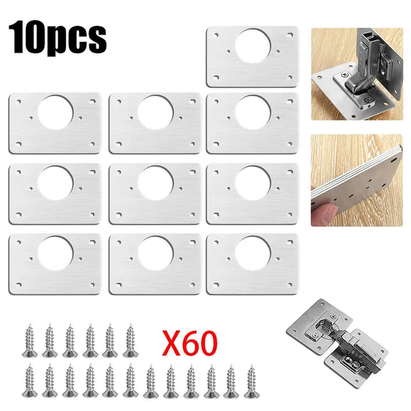 Kitchen Cupboard Door Hinge Repair Plate Kit with Mounting Plate and Fixing Brackets