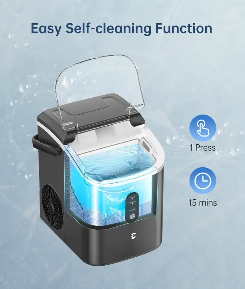 Ice Maker, Nugget Sonic Ice Maker Countertop - Chewable Pellet Ice Cubes, 33 Lbs Daily Output, Stainless Steel Housing, Self-Cleaning Ice Machine with Ice Bags for Parties, Kitchen, Bar, Office Utensils