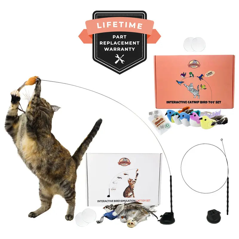 Interactive Bird Simulation Cat Toy Set with Realistic Bird Impression