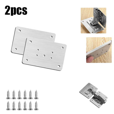 Kitchen Cupboard Door Hinge Repair Plate Kit with Mounting Plate and Fixing Brackets