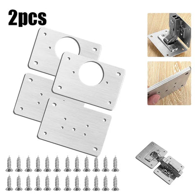 Kitchen Cupboard Door Hinge Repair Plate Kit with Mounting Plate and Fixing Brackets