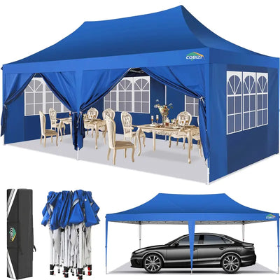 10X20 Pop-Up Canopy Tent with Removable Sidewalls - Water and Windproof, Easy Setup