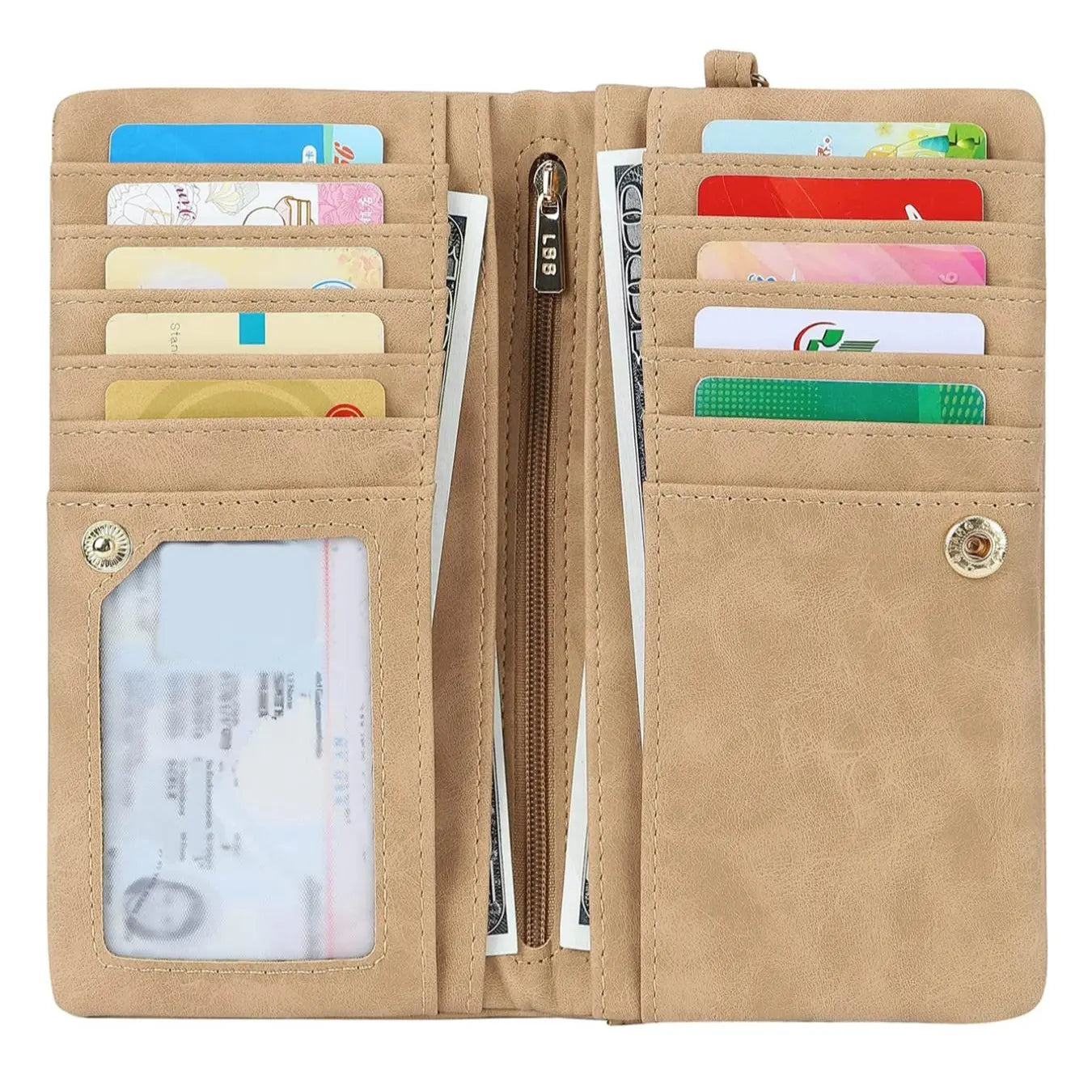 Solid Color Women's Long Zipper Wallet with Large Capacity and Card Slots