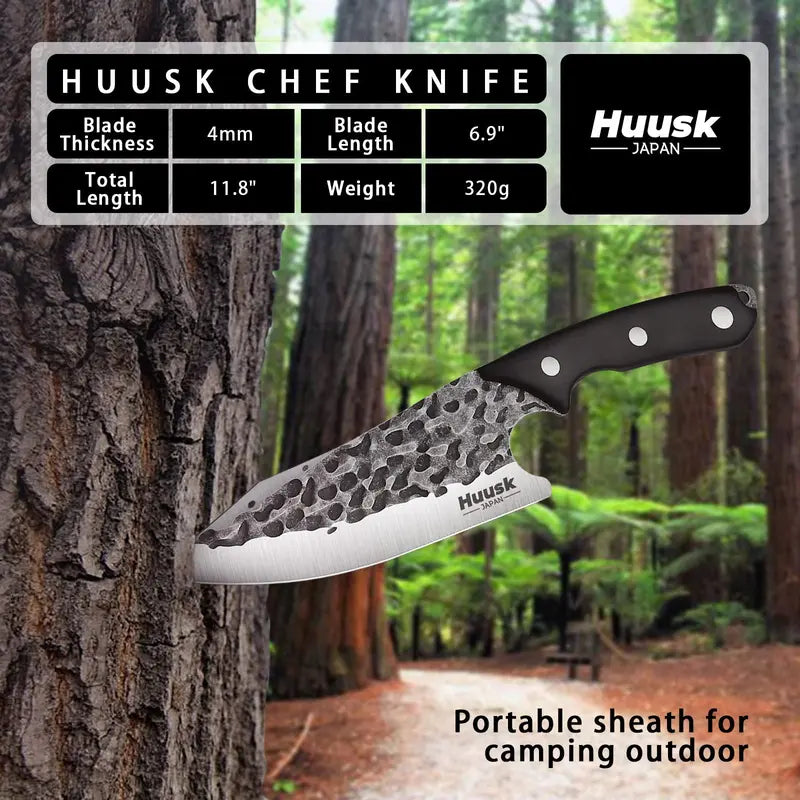 Huusk Chef Knife - High Carbon Steel Viking Boning Knife with Sheath