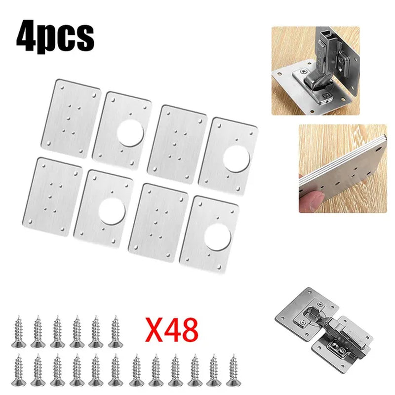 Kitchen Cupboard Door Hinge Repair Plate Kit with Mounting Plate and Fixing Brackets