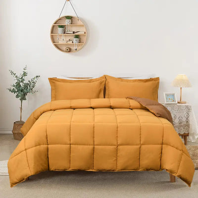 Luxury 3-Piece Down Alternative Comforter Set with Two Shams - All-Season Reversible Comforter