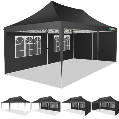 10X20 Pop-Up Canopy Tent with Removable Sidewalls - Water and Windproof, Easy Setup