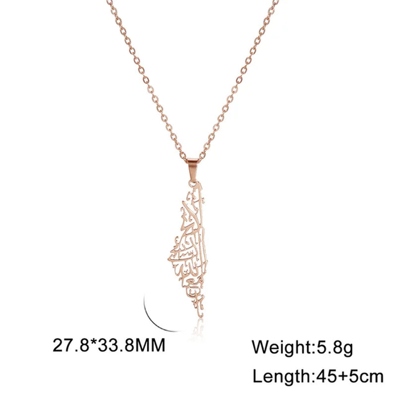 Palestine Map Pendant Necklaces for Women Men Stainless Steel Hollow Map Necklace Choker Chain Male Jewelry Wholesale