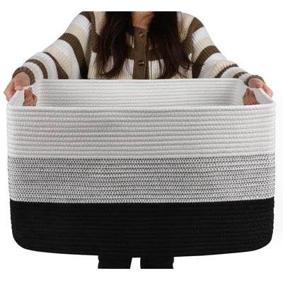 Large 80L Blanket Storage Basket with Handles - Laundry Hamper for Living Room - Toys, Pillows, Blankets, Clothes Organizer - 20x18 Inches - Natural Color