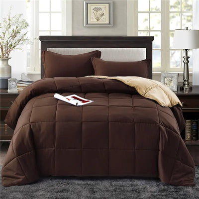 Luxury 3-Piece Down Alternative Comforter Set with Two Shams - All-Season Reversible Comforter