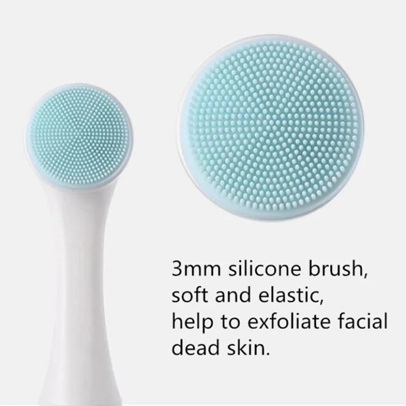 Double-Sided Face Cleansing Brush Silicone Facial Cleanser Blackhead Removal Pore Cleaner Massage Exfoliator Face Scrub Brush