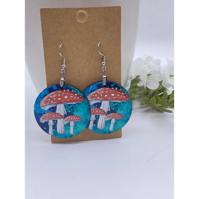 Mushroom Forest Earrings. Shroom Earrings. Unique Jewelery, Fairy Garden