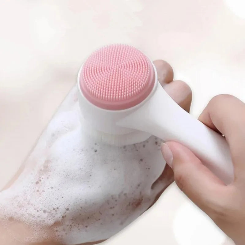 Double-Sided Face Cleansing Brush Silicone Facial Cleanser Blackhead Removal Pore Cleaner Massage Exfoliator Face Scrub Brush