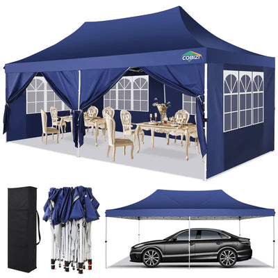 10X20 Pop-Up Canopy Tent with Removable Sidewalls - Water and Windproof, Easy Setup