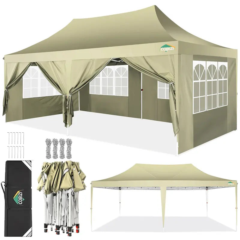 10X20 Pop-Up Canopy Tent with Removable Sidewalls - Water and Windproof, Easy Setup