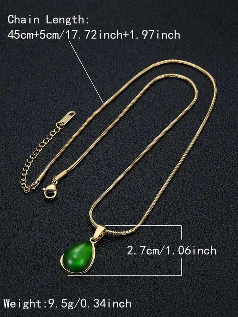 Elegant Water Drop Shaped Artificial Zircon Decor Pendant Necklace for Women, Trendy All-Match & Exquisite Stainless Steel Jewelry for Birthday Gift for Women without Box