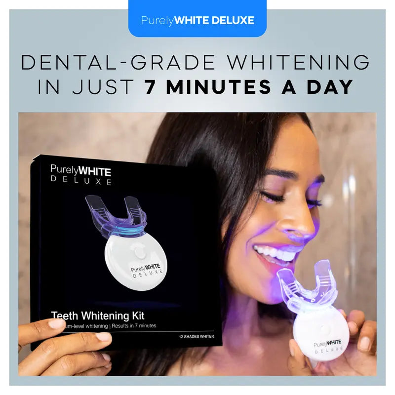 Purelywhite Teeth Whitening Kit | Advanced 10X LED Light, Instant Whitening, Stain Remover