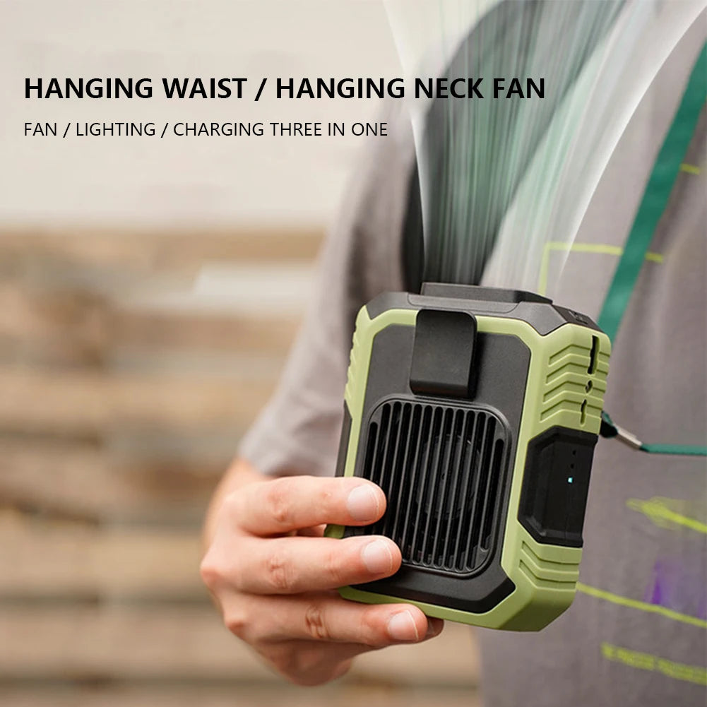 Portable Waist Fan USB Rechargeable Hanging Neck Fan 4000Mah Mini Electric Fans Outdoor Sports Waist Clip on Fan with Power Bank