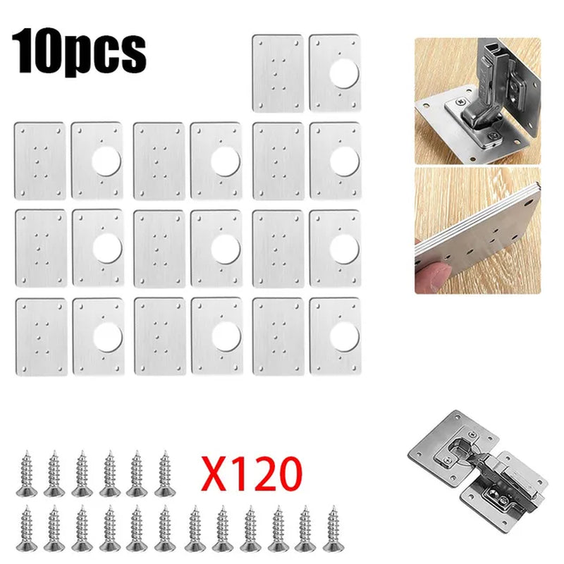 Kitchen Cupboard Door Hinge Repair Plate Kit with Mounting Plate and Fixing Brackets