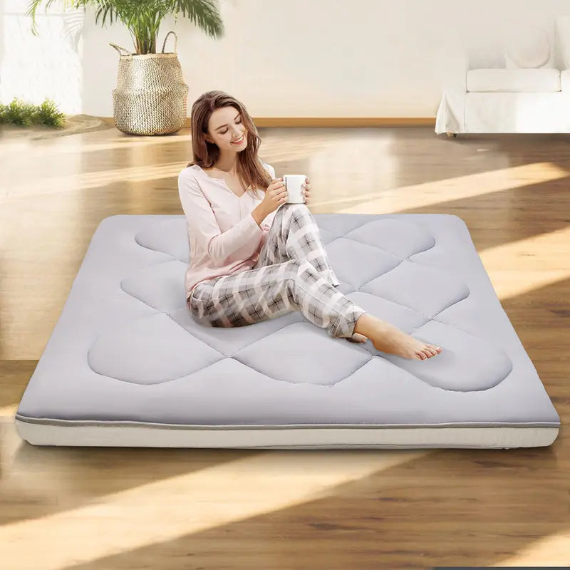 Japanese Floor Mattress Futon Mattress, 3.5" Thick Sleeping Pad, Foldable Roll-Up Mattress for Kids Floor Lounger, Bed, Couches, and Sofas