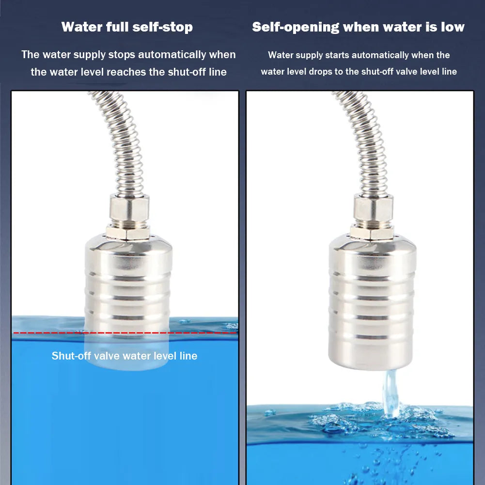 Automatic Water Level Control Valve with Stainless Steel Floating Ball - 1/2" and 3/4" Float Valve for Water Tanks and Towers