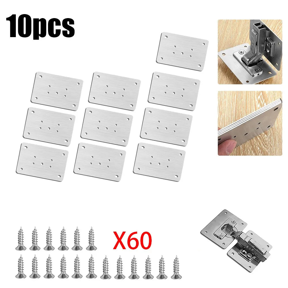 Kitchen Cupboard Door Hinge Repair Plate Kit with Mounting Plate and Fixing Brackets