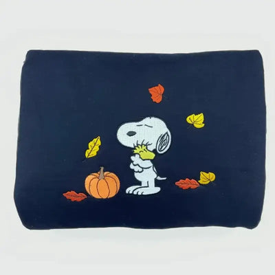 Embroidered Fall Sweatshirt with Vintage Halloween Peanuts Snoopy Pumpkin Design