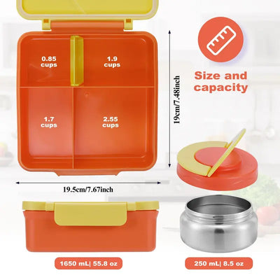 Portable Bento Box Lunch Container with Soup Bowl - Durable Food Storage for Kids and Travel