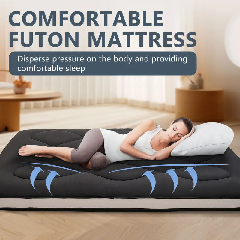 Japanese Floor Mattress Futon Mattress, 3.5" Thick Sleeping Pad, Foldable Roll-Up Mattress for Kids Floor Lounger, Bed, Couches, and Sofas