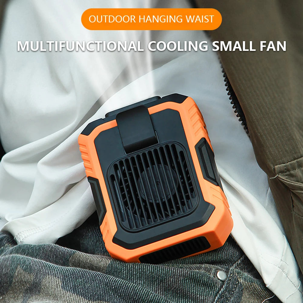 Portable Waist Fan USB Rechargeable Hanging Neck Fan 4000Mah Mini Electric Fans Outdoor Sports Waist Clip on Fan with Power Bank