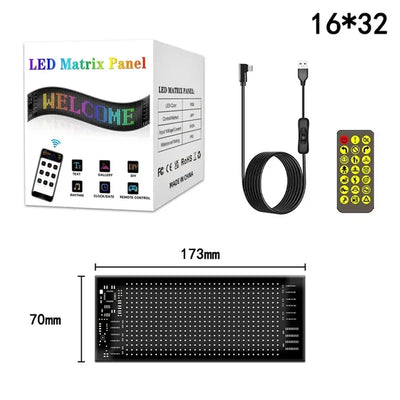 LED Matrix Pixel Panel for Car DIY RGB Lighting with Scrolling Text and Bluetooth APP Control